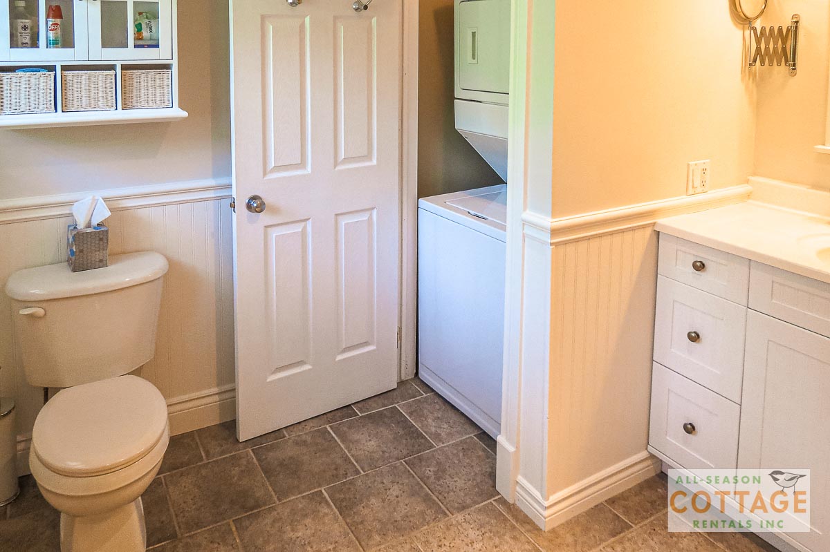 Washer and dryer are located in upstairs washroom